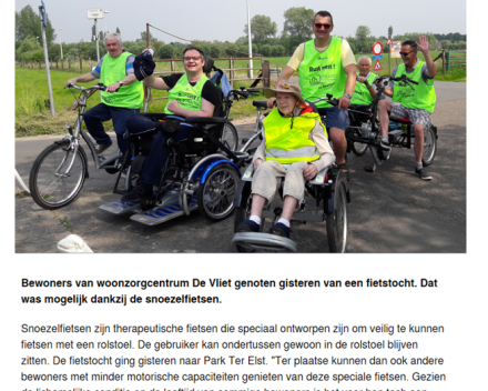 DV - Bewoners van ZNW Trento Campus De Vliet genoten gisteren van een fietstocht